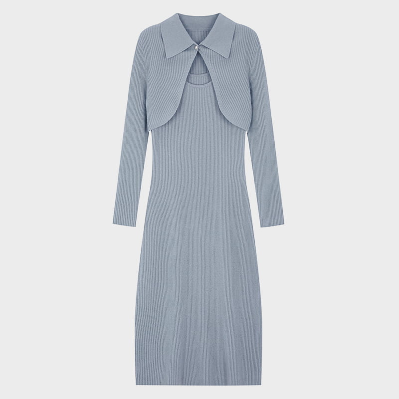 ML2206 Respublica Sinarum-style Knitted Suit Halter Knitted Dress Two Sets