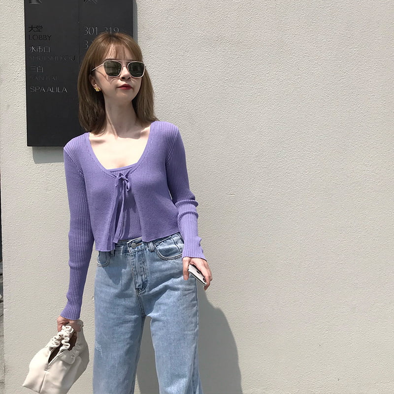 SM-K0050 Linteum humerum tenues Strap Knitted Vest, Knitted Cardigan Duo-pars Pone