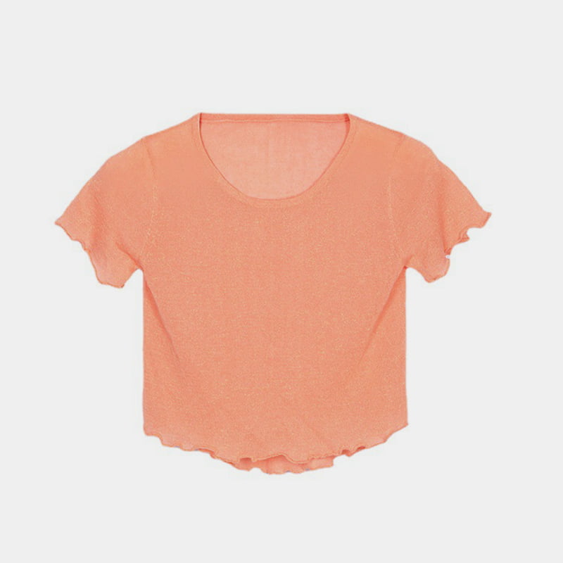 SM-K0003 Ver/Aestas Ice Yarn Ice Linen Short Sleeve Solidus Color Fine Flash Thin Knitted DESULTOR