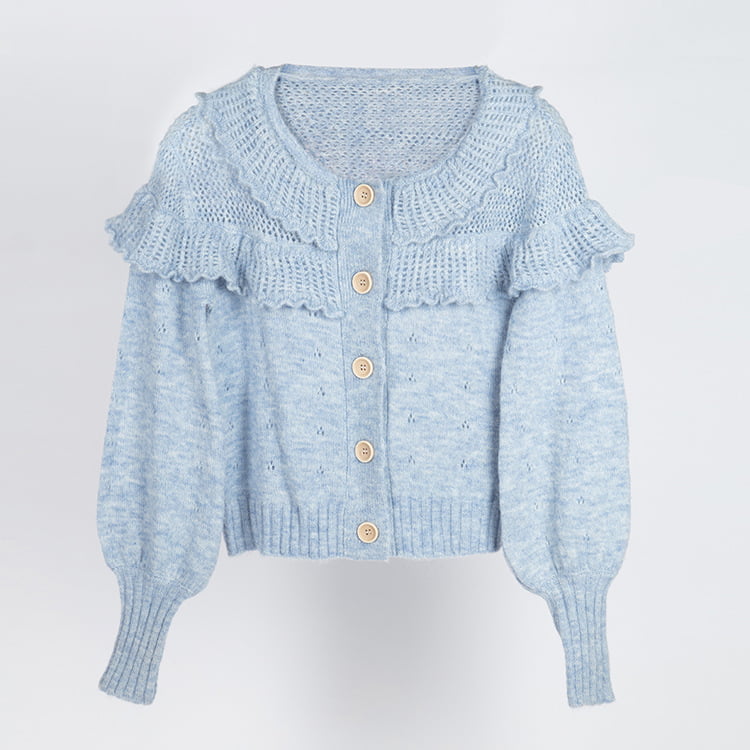 SM-K0007 Dulce Multi-layer Lace Collar Mohair Knitted Cardigan