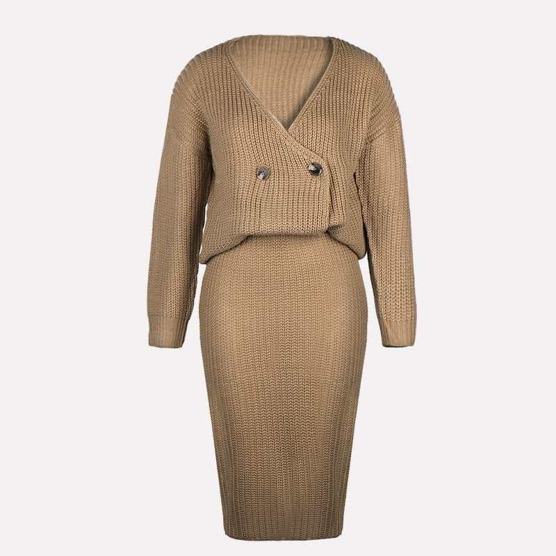 SM-K0101 domine Knitted Top And Skirt Casual Knitted Suit